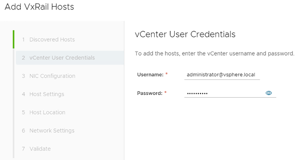 User Credentials window